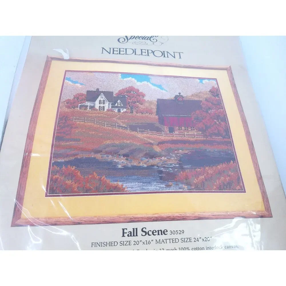 Vintage 1987 Something Special Fall Scene Needlepoint New